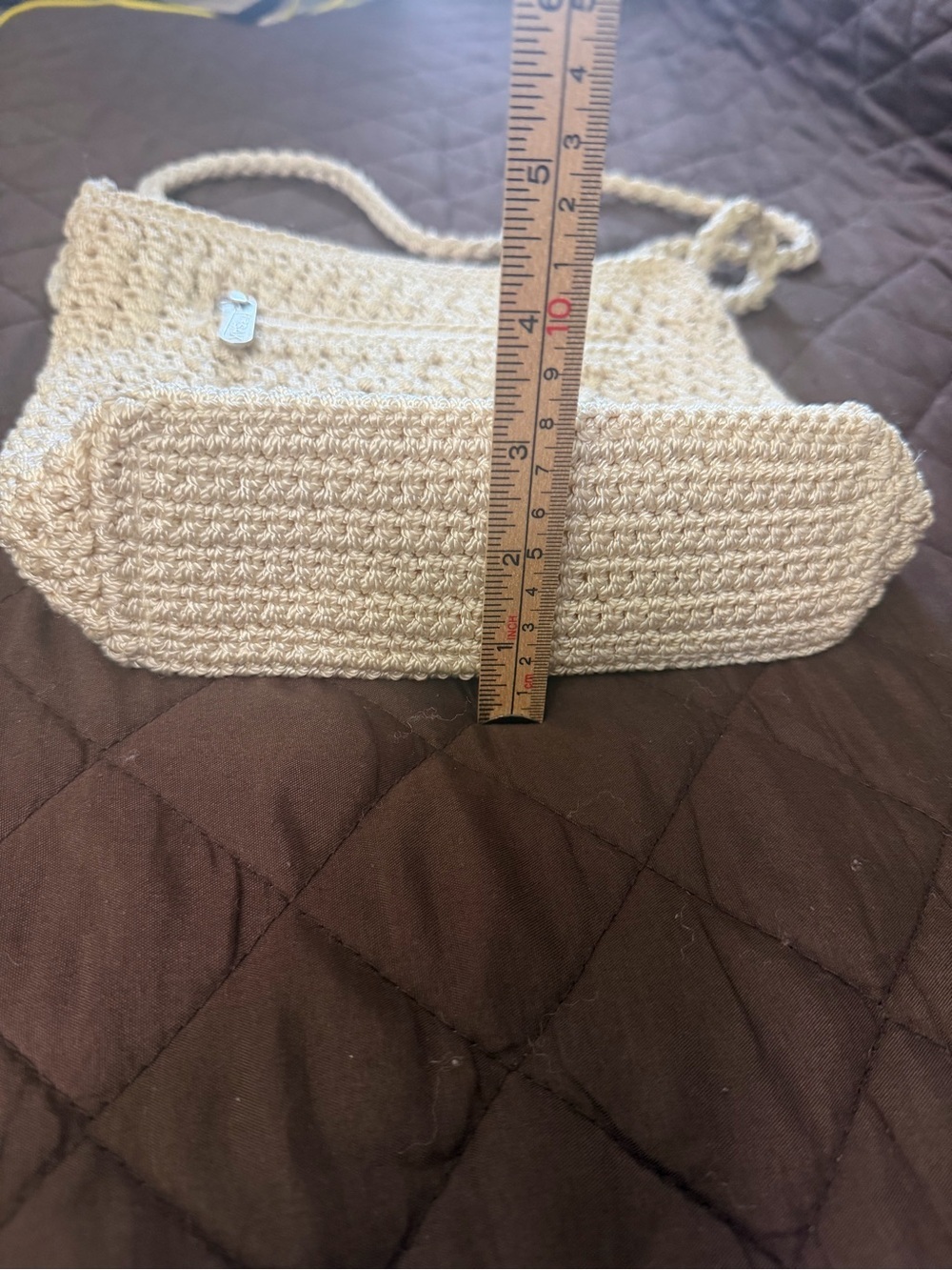 The Sak Cream Crochet Woven Shoulder Bag Zip Top Boho Purse - Picture 5 of 9